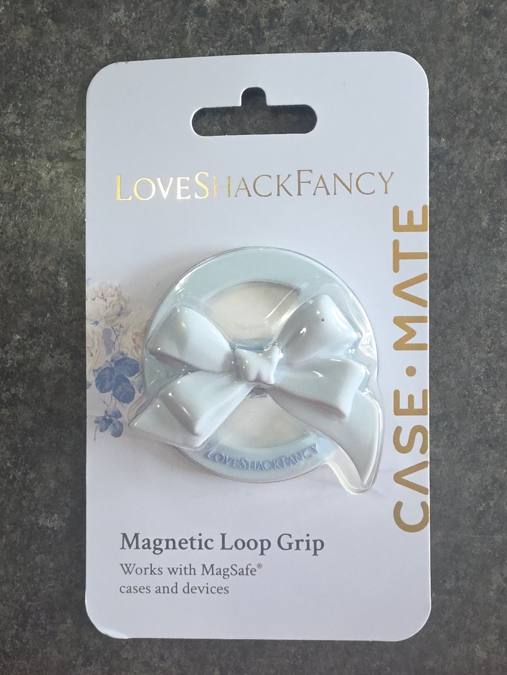 LoveShackFancy White Bow Magnetic Loop Grip Phone Accessory